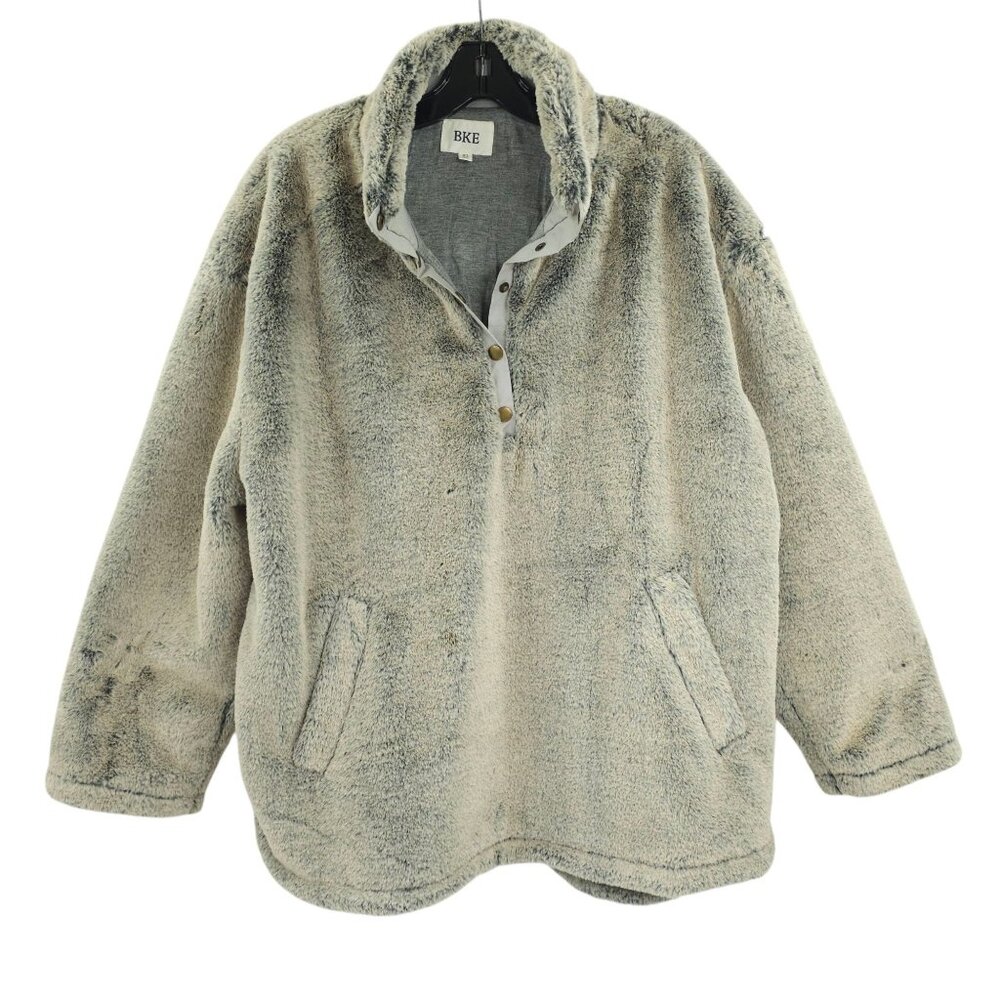 Buckle BKE Plush Pullover Gray Quarter Snap Sz XL Pockets Knit Lining Super Soft